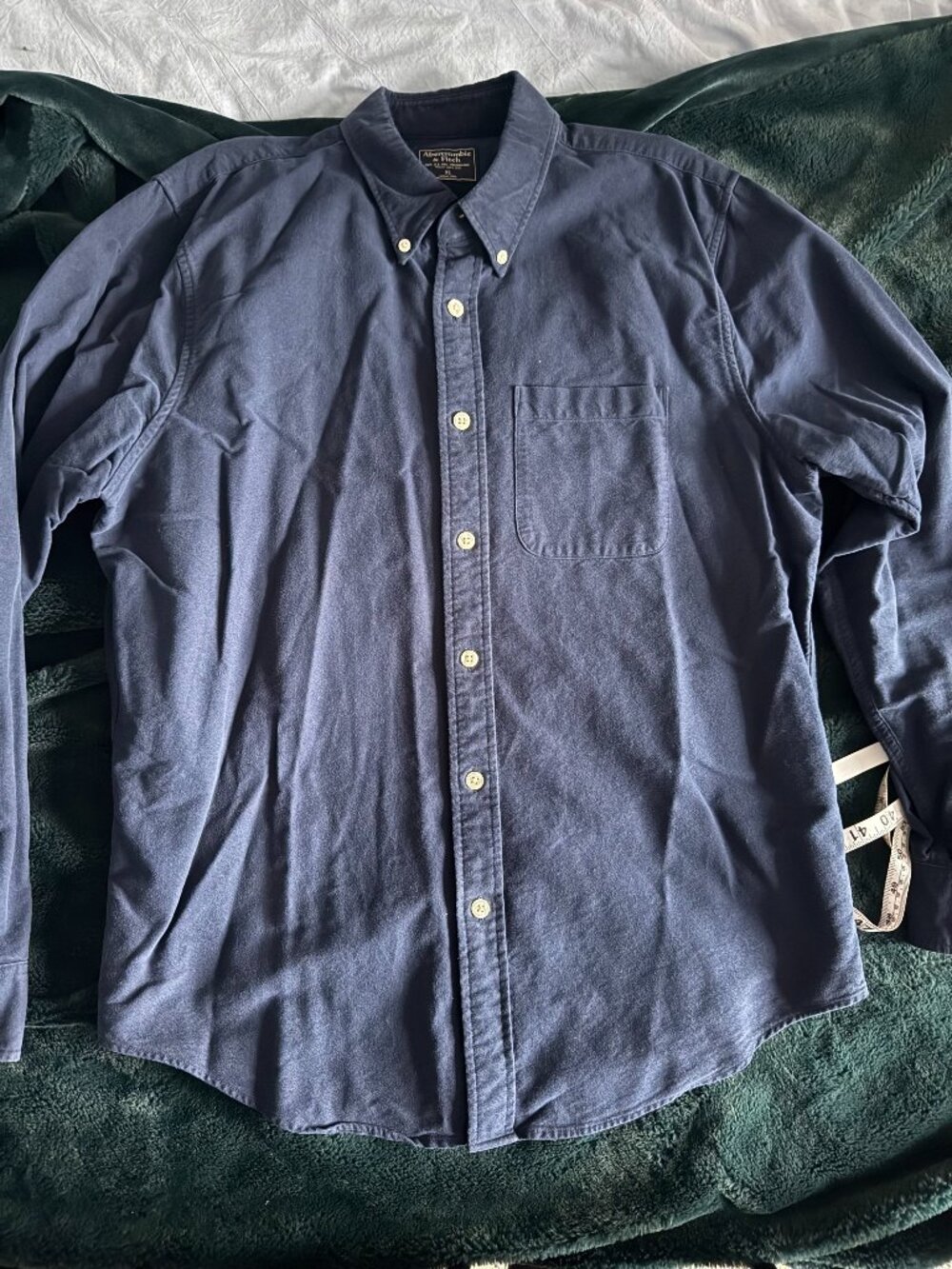 Abercrombie & Fitch Twill Shirt - Navy Blue - Size XL